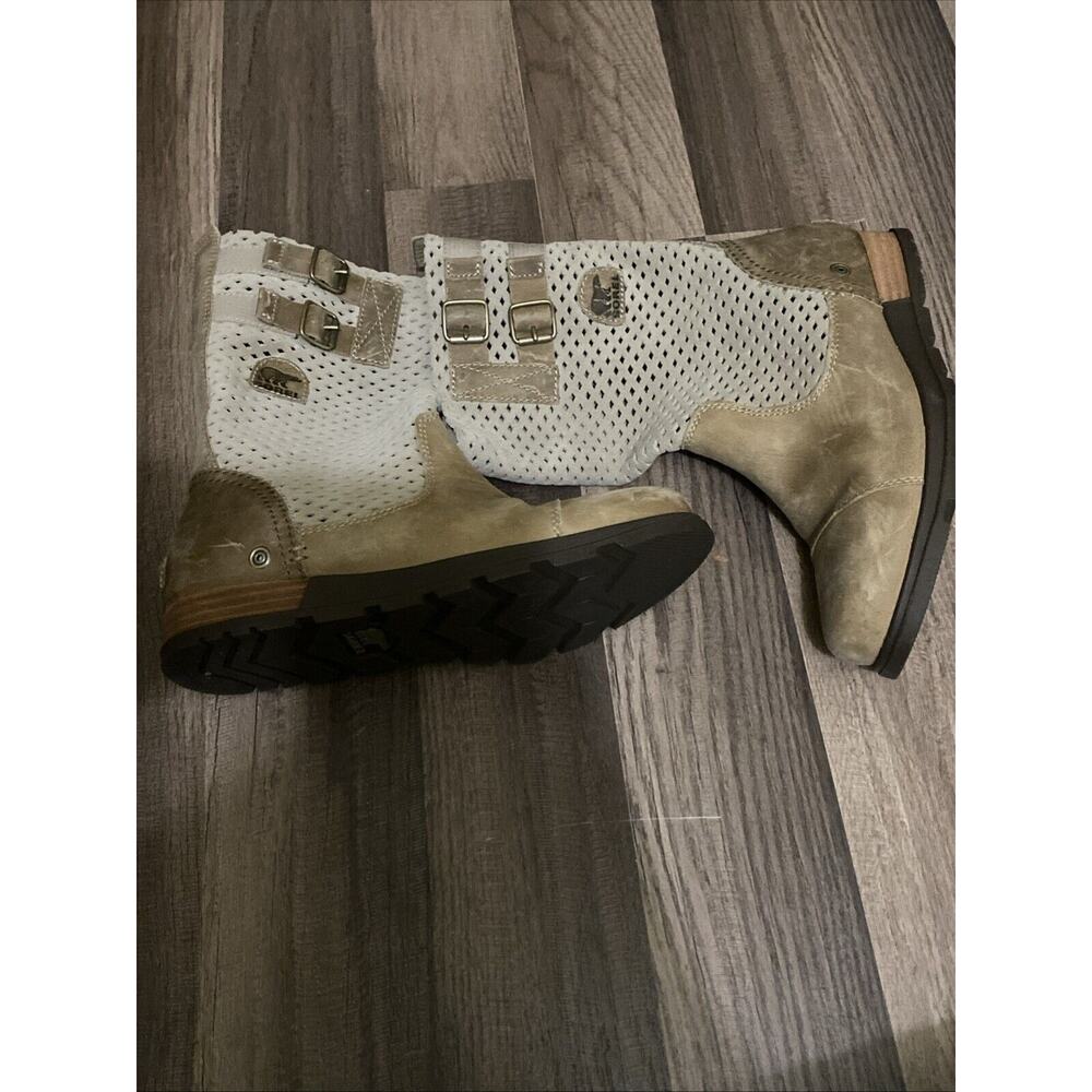 Sorel Major Pull on Boot women's size 7.5 tan perforated leather winter shoes